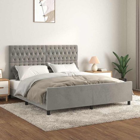 Estructura de cama con cabecero terciopelo gris claro 180x200cm (1/5)