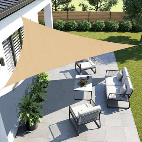 Sonnensegel dreieckig wasserdicht UV Schutz PES 3x3x3m Sandbeige (1/5)