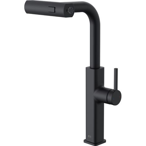 Essebagno Esserain Miscelatore per lavabo con doccetta estraibile in nero opaco