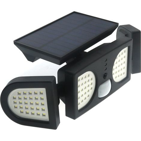Aplique LED Solar 5W con Sensor Movimiento IP65  Negro   IluminaShop
