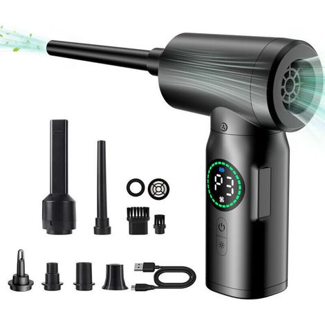 100,000 RPM Compressed Air Blower, Powerful Electric Dust Remover, 3 Speeds, 7500 mAh Battery. For keyboards, PC mice, cars, sofas, homes, and pets.