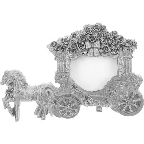 Cadre photo de style européen en forme de carrosse, cadre photo de mariage de bureau, cadre photo vintage-17.5x11cm-Silver (1/3)