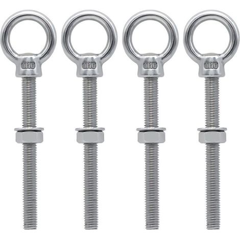 M10 x 100 mm Ringschrauben, M10 Ringschrauben mit metrischem Gewinde, Edelstahl zur Befestigung und Aufhängung, 4 Stück