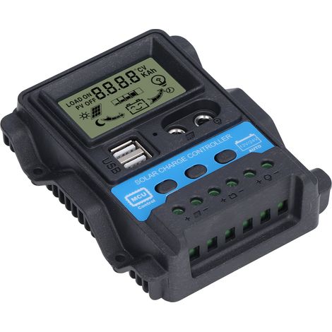 20A 260W (12V) / 520W (24V) PWM Solar-Laderegler mit LCD-Bildschirm, zwei 5V USB-Anschlüssen, wasserdichtem Spannungsregler für Wohnmobile, Photovoltaikmodule und Batterien. (1/5)