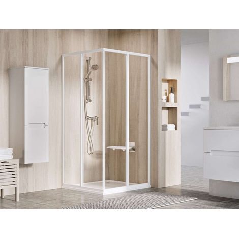 Ravak Supernova - Cabina de ducha 80x80 cm, blanco/vidrio transparente 14V401O2Z1S