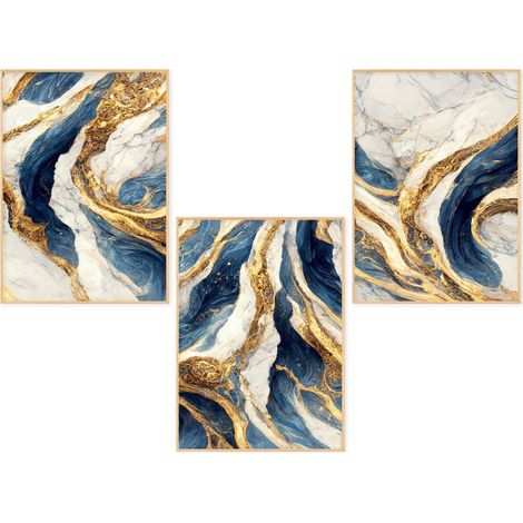 Lupia POSTER Set 3 stampe da parete FLUID 3 A3 29,7x42 cm ART PRINTS METAL finitura metallizzata per soggiorno, camera da letto, cucina, astratti alta qualita', SENZA CORNICE (1/4)