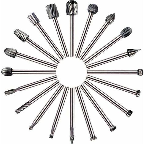 Fraises Rotatives - 20Pcs Embouts de Fraisage HSS Fraise Bois Outil de Routage du Bois avec 3mm Tige pour Dremel/Accessoires Outil Rotatif pour Bricolage Menuiserie, Gravure (1/4)