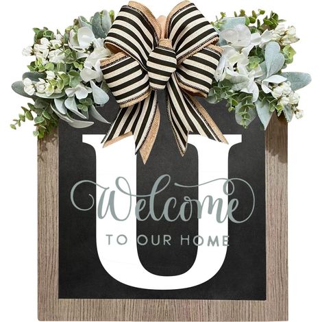 Guirlande Porte D'Entrée En Bois Avec Nom De Famille - 40 Cm - Décor Intérieur Et Extérieur Toute L'Année - 1 Pièce (1/4)