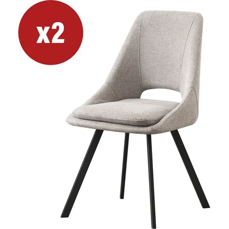 sedia da pranzo "miranda" in tessuto beige 2 pezzi (1/4)