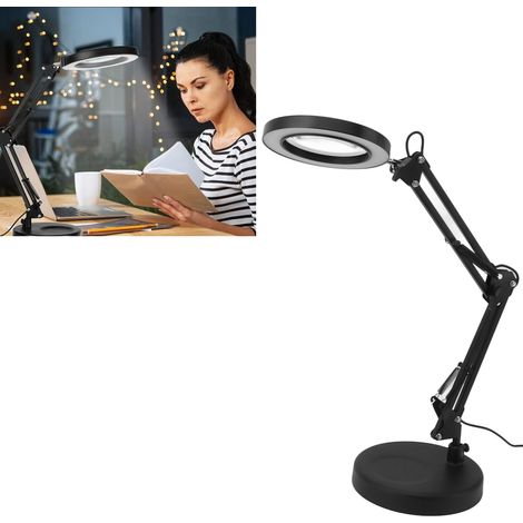 Loupe grossissante 10x avec lampe intégrée, lampe de bureau 2 en 1, lampe loupe à intensité variable (3 couleurs), idéale pour la réparation, le bricolage, la lecture et la peinture. (1/5)
