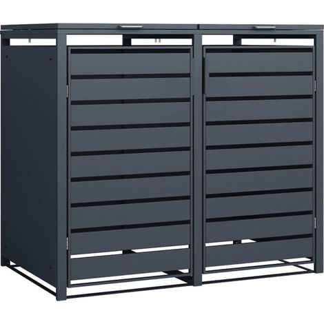 Westmann Métal Box pour poubelles 2er Kubus 2x 240 L Anthracite 132x80x116 cm (1/5)