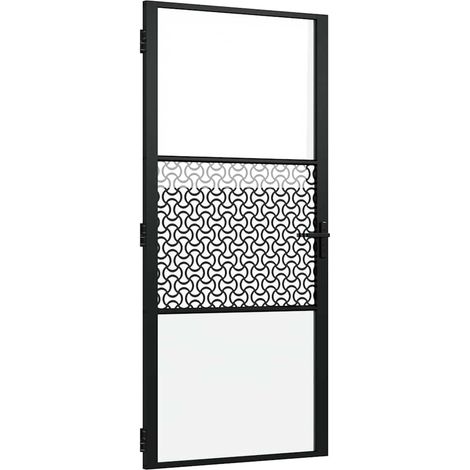 Porte en verre Fretwork Noir 76 x 3.5 x 201.5 cm Aluminium (1/5)