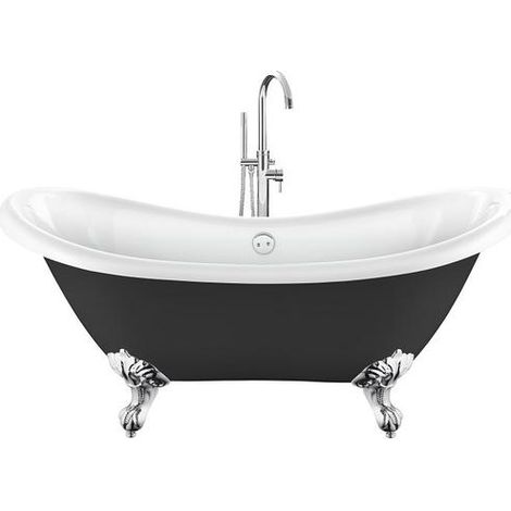 Baignoire ancienne sur pieds DARLINGTON Noire 175 cm Pieds d'Aigle Chromés (1/5)