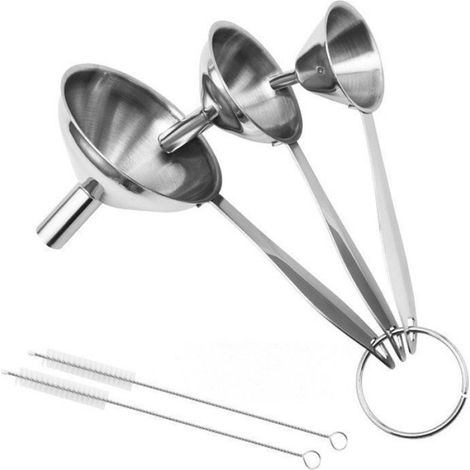 Entonnoir en acier inoxydable - Lot de 3 - Entonnoir de cuisine - Petit entonnoir métallique 3 en 1 - Ø 7,5 cm / 5,5 cm / 4 (1/5)