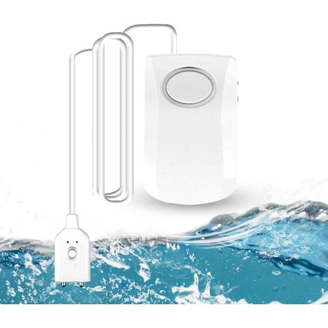 Allarme perdite d'acqua da 130 dB, cavo lungo 95 cm con sensore, allarme di rilevamento perdite d'acqua per la sicurezza domestica, batteria inclusa