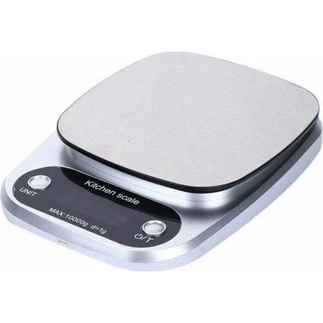 Balance Cuisine Electronique 10 kg, Balance de Précision avec Ecran LCD Jusqu'à 1 g, Balance Alimentairee en Acier Inoxydable pour la Cuisson ，Fonepro
