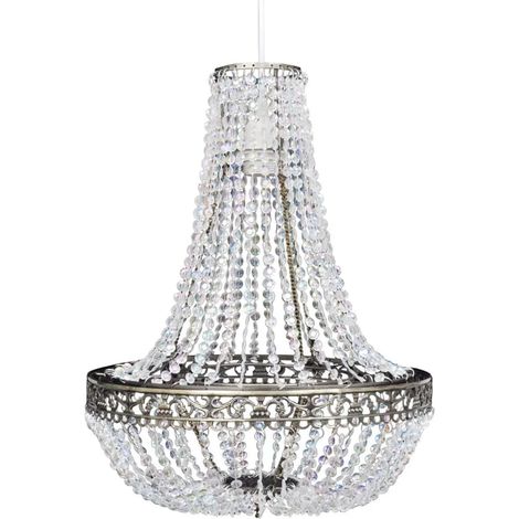 Lustre suspendu classique haut de gamme 36,5 x 46 cm ambiance luxueuse déco salon en plastique transparent (1/5)