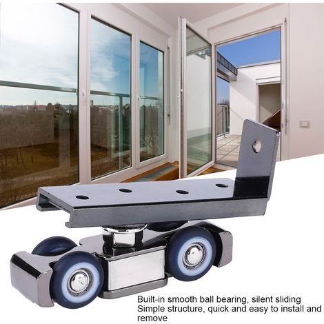 Galet porte coulissante double rang en inox pour armoire chambre meuble roue suspendue quincaillerie (1/5)