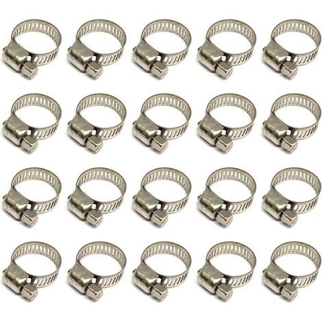Collier de serrage réglable en acier inoxydable 304 – Lot de 20 pièces pour tuyaux 10 à 16 mm, résistant à la corrosion (1/5)