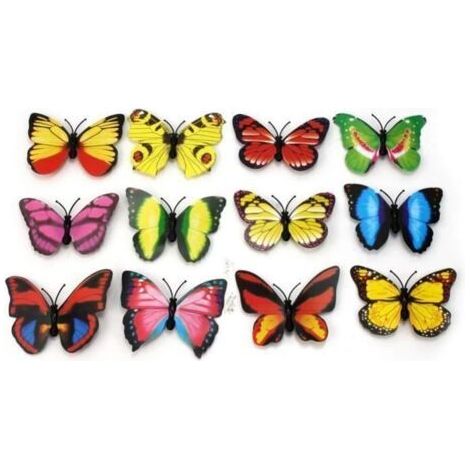 12 Pcs Mignon Charme Papillon Conception 3D Réfrigérateur Aimants Art Home Room Réfrigérateur Mur Décor Artisanat DIY@ht