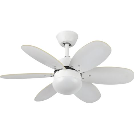 [PRODOTTO USATO] FABRILAMP Ventilatore DC 6 pale, reversibile bianco/faggio, 41x85 cm, remote controllo e timer, ideale per climatizzare gli spazi e migliorare elcomfort.