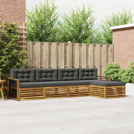 vidaXL Outdoor-Sofagarnitur mit Kissen 5 pcs Natur und Anthrazit (1/5)