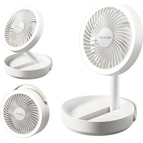 Gaiatop Kleiner, tragbarer und wiederaufladbarer Ventilator, 6000-mAh-Akku, bis zu 20 Stunden Akkulaufzeit, leiser USB-Tischventilator mit LED-Nachtlicht, ideal fürs Schlafzimmer, perfekt für Camping (1/5)