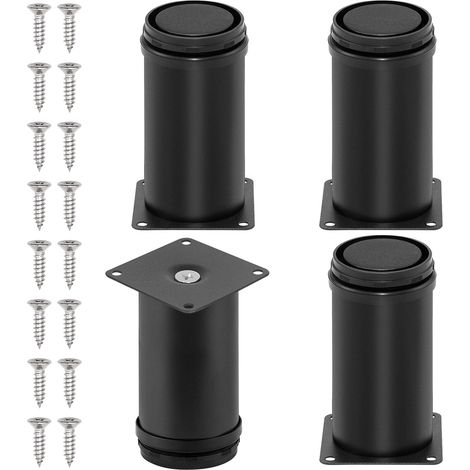 Juego de 4 patas para muebles de 15 cm, ajustables, redondas, de acero inoxidable, para armarios, sofás, estanterías, mesas y muebles de fácil montaje.