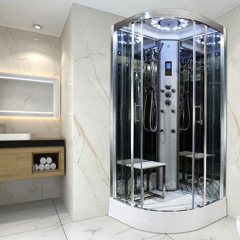Insignia Quadrant Steam Enclosure Cubicle Shower Cabin 800x800 Platinum Range (1/5)