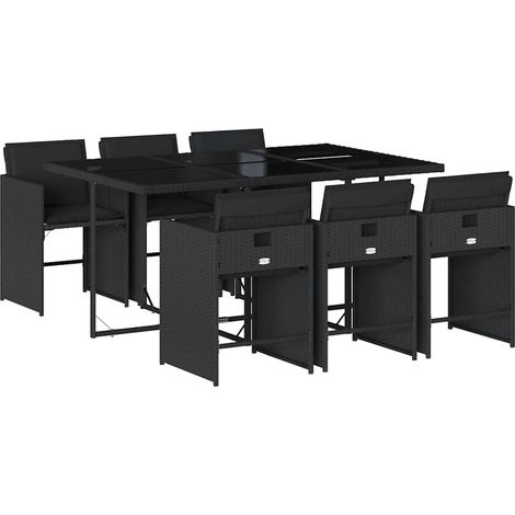 Maison Exclusive - Set de comedor de jardín 7 pzas y cojines ratá (1/5)