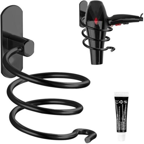 Pair Sèche-cheveux Titulaire, sèche-Cheveux Titulaire, pour Montage Mural Sans Perçage, Auto-Adhésif, en Aluminium, avec support de Câble, sèche-Cheveux Titulaire pour salle de Bain/Chambre/Balcon (1/5)