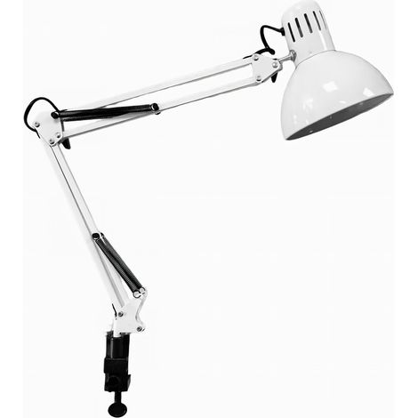 Lampe à Pince Métal - Orientable - Ampoule LED Tricolore 12W - Pour Espaces de Travail et Bureau - Blanc (1/5)