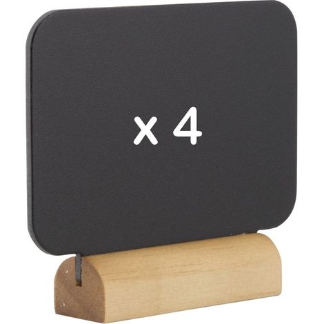 Lot de 4 Silhouettes mini ardoise ''rectangle''- Socle en bois - Feutre-craie inclus - Securit (1/2)