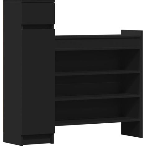 Scarpiera mobiletto portascarpe mobile per ingresso/corridoio/soggiorno 100,5 x 28 x 100 cm legno ingegnerizzato nero 020021931