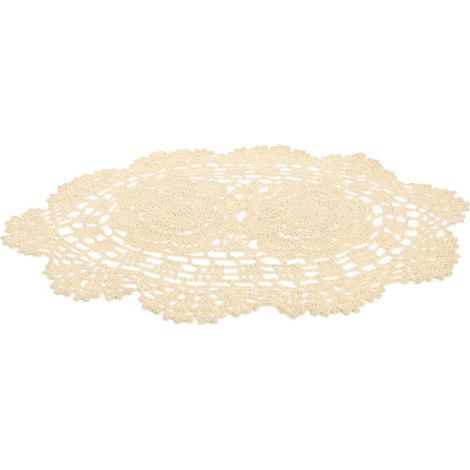 Set de table en coton beige, napperon crocheté pour la décoration de table. (1/5)