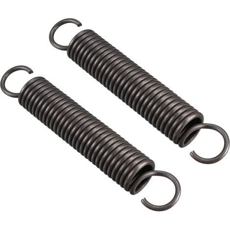 110mm Free Length Double Hook Tension Spring x 2 Pcs Metal Helical Extension Springs for Industrial Machinery, [Black] (1/4)