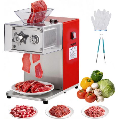 VEVOR Fleischschneidemaschine 850 W, Fleischschneider 3,5 mm Schnittstärke, Ideal zum Zerkleinern von Fleisch ohne Knochen & Weichem Gemüse, Schneidemaschine für Küche, Restaurant & Supermarkt (1/5)