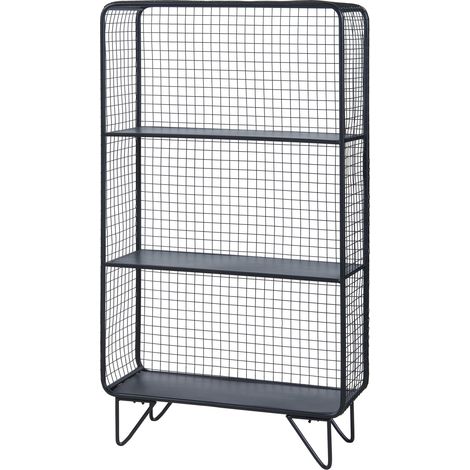 Scaffale design senzapempo soggiorno camera da letto mobile portaoggetti autoportante metallo 90 x 50 x 19 cm nero 030011159