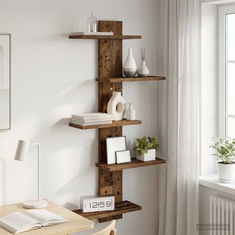 Étagère Murale Flottante Bois ancien 48,5 x 15 x 101 cm (1/5)