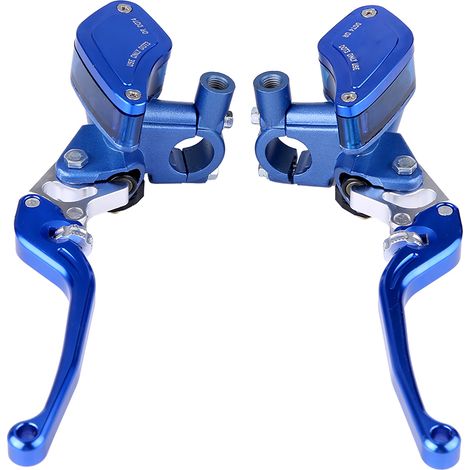 Paire de levier de matre-cylindre d'embrayage de pompe de frein hydraulique de moto CNC de 22mm bleu réglable