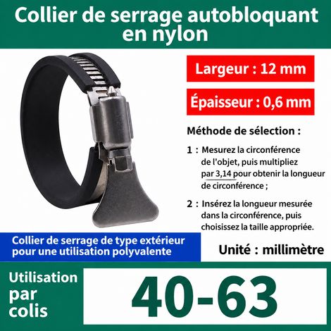 Lot de 5 colliers de serrage à poignée en acier inoxydable 304 Ø 40-63 mm pour tuyau 2 pouces 40-63 5 2 1 kg – Livraison gratuite
