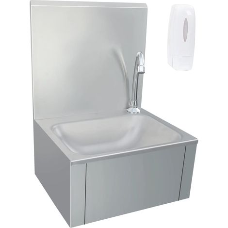 Lavabo de lavage avec robinet et distributeur de savon Inox (1/5)
