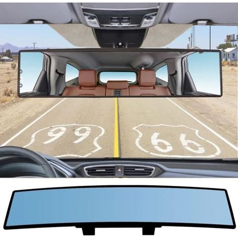 300mm Rétroviseur intérieur de voiture grand angle anti-éblouissement rétroviseurs bleu HD Vision Auto accessoires universel (1/4)