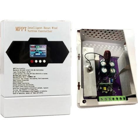 Controlador de carga para turbina eólica, 6000 W, corriente máxima de 50 A, certificado CE, compatible con sistemas de 12 V/24 V/48 V, control de voltaje adaptativo. (1/5)