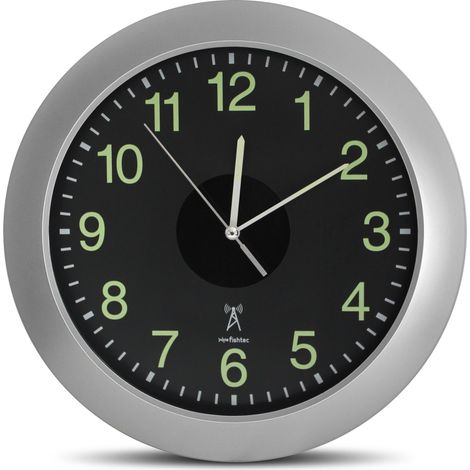 Fishtec – Horloge murale solaire radio-pilotée Ø 30 cm – Panneau ultra sensible – Lecture facile jour/nuit – Alimentation 1 pile AA rechargeable (1/5)