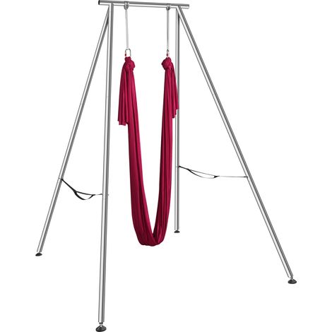 Mophorn Aerial Yoga Rahmen & Yoga Hängematte, 3,9 m hoch, professioneller Yoga Schaukelständer, kommt mit 5,9 m Aerial Hängematte, max. 260 kg Tragkraft, Yoga Rig für Aerial Yoga drinnen und draußen