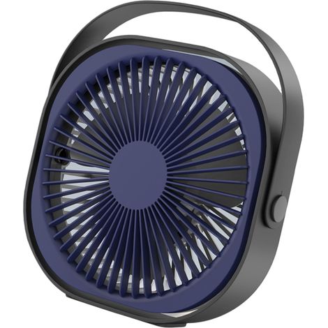 Petit ventilateur de bureau 6 pouces, silencieux, mini, portable, rechargeable par USB, bleu (1/5)