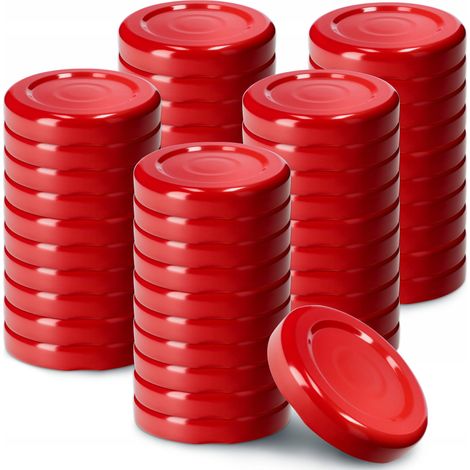 KADAX Schraubdeckel fi43 mm, aus Metall, für Einmachgläser, 50 Stück, Rot