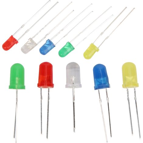 Lot de 300 diodes électroluminescentes LED 3mm 5mm, kit multicolore jaune vert bleu rouge blanc, idéal bricolage électronique. (1/5)