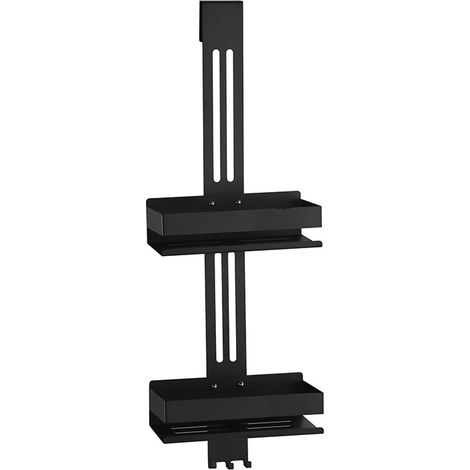 Estante de ducha colgante, cesta de ducha colgante de acero inoxidable de doble capa, cesta de ducha colgante negra mate, estante de ducha colgante de vidrio para cuartos de ducha